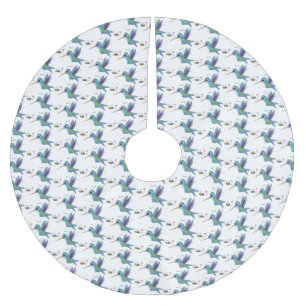 Niedliche Abbildung des Cartoon von Hummingbird Polyester Weihnachtsbaumdecke