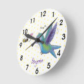 Niedliche Abbildung des Cartoon von Hummingbird Runde Wanduhr (Winkel)