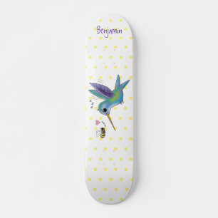 Niedliche Abbildung des Cartoon von Hummingbird Skateboard