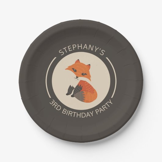 Niedliche Abbildung eines roten Babyfuchs Pappteller (Vorderseite)