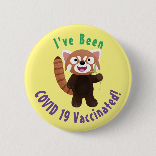 Niedliche Abbildung eines roten Panda-Cartoon Button (Vorderseite)