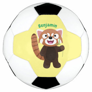 Niedliche Abbildung eines roten Panda-Cartoon Fußball