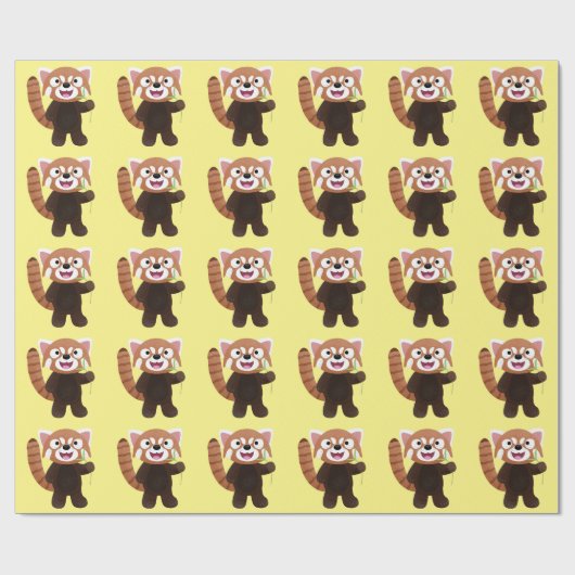 Niedliche Abbildung eines roten Panda-Cartoon Geschenkpapier (Flach)