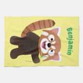 Niedliche Abbildung eines roten Panda-Cartoon Geschirrtuch (Horizontal)