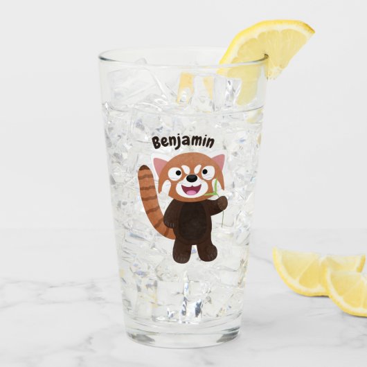 Niedliche Abbildung eines roten Panda-Cartoon Glas (Rückseite Ice)