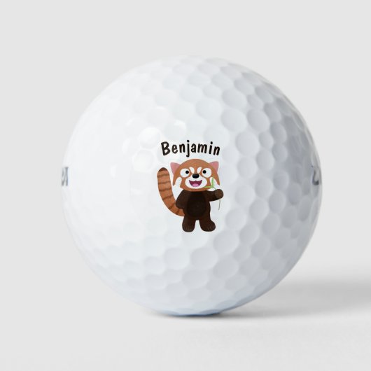 Niedliche Abbildung eines roten Panda-Cartoon Golfball (Vorderseite)
