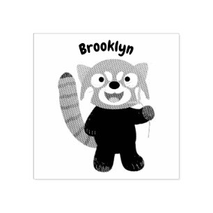 Niedliche Abbildung eines roten Panda-Cartoon Gummistempel