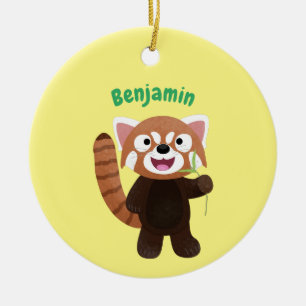 Niedliche Abbildung eines roten Panda-Cartoon Keramik Ornament
