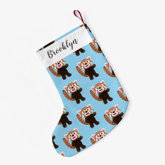 Niedliche Abbildung eines roten Panda-Cartoon Kleiner Weihnachtsstrumpf (Rückseite (Hängend))