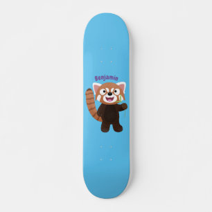 Niedliche Abbildung eines roten Panda-Cartoon Skateboard