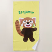 Niedliche Abbildung eines roten Panda-Cartoon Strandtuch (Vorderseite)