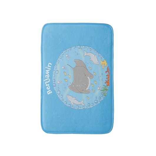 Niedliche Abbildung von Mantarochen und Blasen Car Badematte (Vorderseite Vertikal)