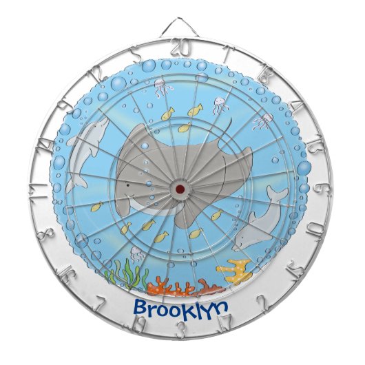Niedliche Abbildung von Mantarochen und Blasen Car Dartscheibe (vorne)