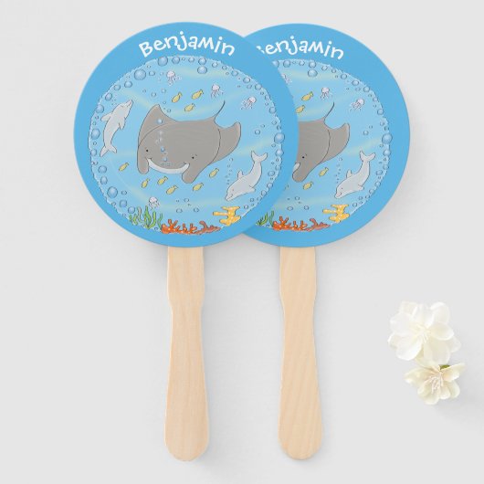 Niedliche Abbildung von Mantarochen und Blasen Car Fächer (Vorne und Hinten)