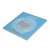 Niedliche Abbildung von Mantarochen und Blasen Car Fliese (Seite)