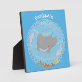 Niedliche Abbildung von Mantarochen und Blasen Car Fotoplatte (Vorderseite)