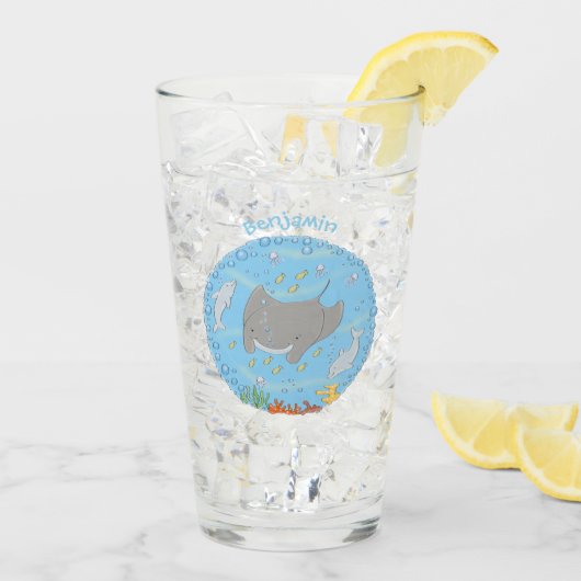 Niedliche Abbildung von Mantarochen und Blasen Car Glas (Rückseite Ice)