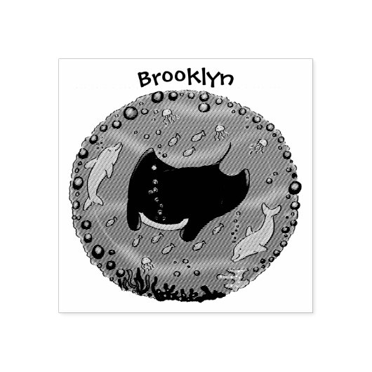 Niedliche Abbildung von Mantarochen und Blasen Car Gummistempel (Prägung)