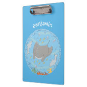 Niedliche Abbildung von Mantarochen und Blasen Car Klemmbrett (Links)