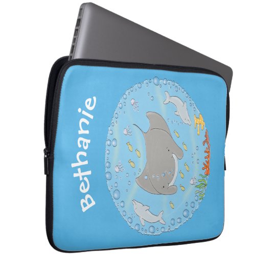 Niedliche Abbildung von Mantarochen und Blasen Car Laptopschutzhülle (Vorne Rechts)