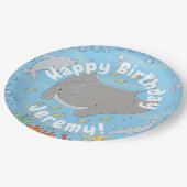 Niedliche Abbildung von Mantarochen und Blasen Car Pappteller (Schrägansicht)