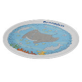 Niedliche Abbildung von Mantarochen und Blasen Car Schneidebrett (Ecke)