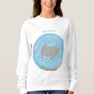 Niedliche Abbildung von Mantarochen und Blasen Car Sweatshirt