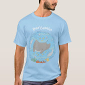 Niedliche Abbildung von Mantarochen und Blasen Car T-Shirt (Vorderseite)