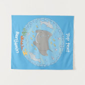 Niedliche Abbildung von Mantarochen und Blasen Car Wandteppich (Vorderseite (Horizontal))