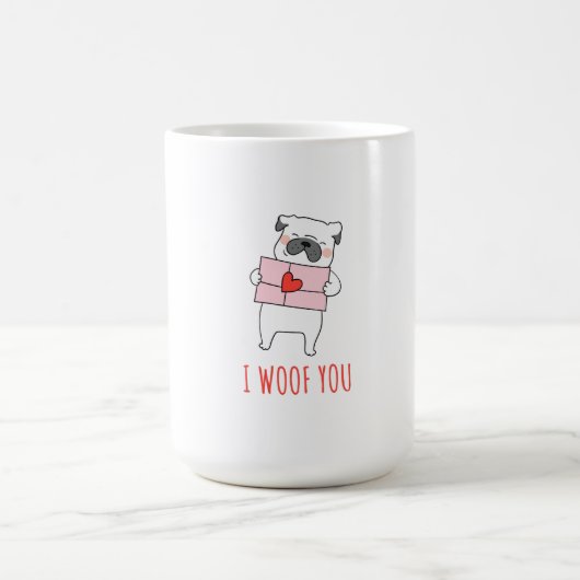 Niedliche Abbildungen, rosa und weiß, Dog Valentin Kaffeetasse (Mittel)
