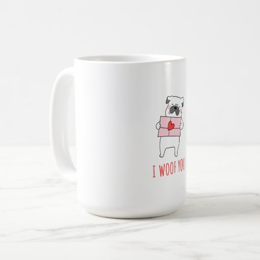 Niedliche Abbildungen, rosa und weiß, Dog Valentin Kaffeetasse (Vorderseite Links)