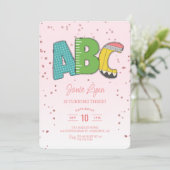Niedliche ABC School 3. Geburtstagsfeier Party Einladung (Stehend Vorderseite)