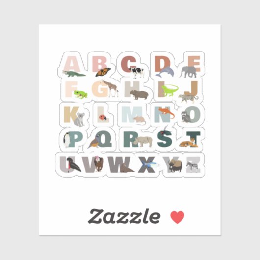 Niedliche ABC-Tiere Aufkleber (Blatt)