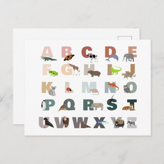 Niedliche ABC-Tiere Feiertagspostkarte (Vorne/Hinten)