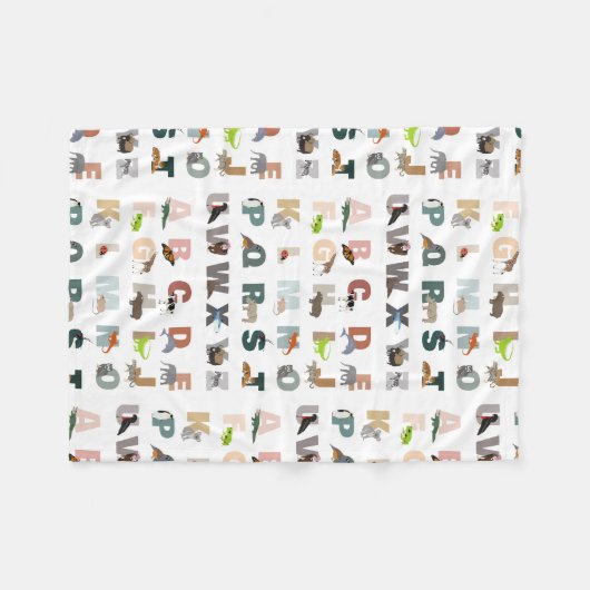 Niedliche ABC-Tiere Fleecedecke (Vorderseite (Horizontal))