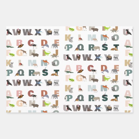 Niedliche ABC-Tiere Geschenkpapier Set (Vorderseite 2)