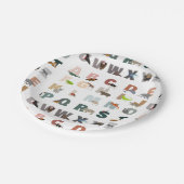 Niedliche ABC-Tiere Pappteller (Schrägansicht)