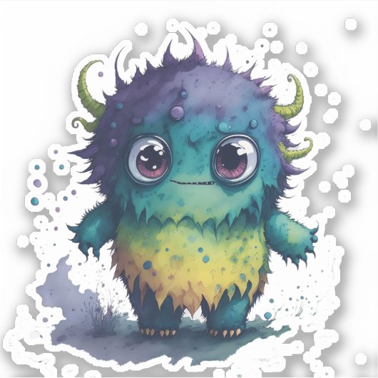 Niedliche, aber Beängstigende Cartoon Monster Desi Aufkleber (Vorderseite)