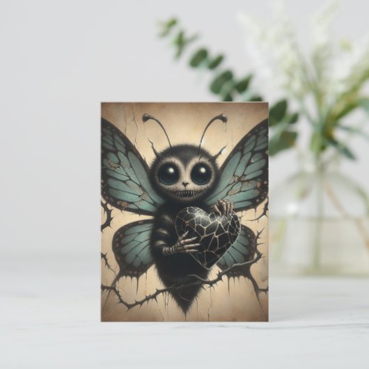 Niedliche, aber cremefarbene Vampirschmetterling m Postkarte (Stehend Vorderseite)