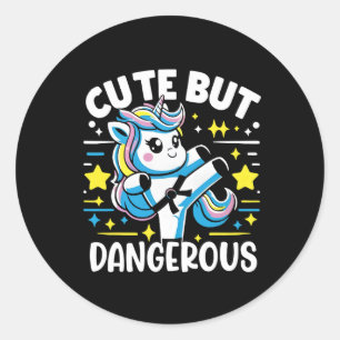 Niedliche, aber gefährliche Coole Karate Unicorn G Runder Aufkleber