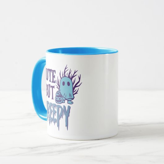 Niedliche, aber graue Ghost-Jack-O' Lantern Hallow Tasse (Vorderseite Links)