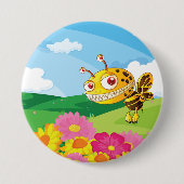 Niedliche, aber graue Monsterbiene in einer Blume Button (Vorderseite)