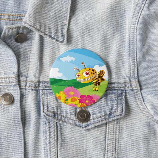 Niedliche, aber graue Monsterbiene in einer Blume Button (Beispiel)