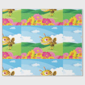 Niedliche, aber graue Monsterbiene in einer Blume Geschenkpapier (Flach)