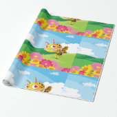 Niedliche, aber graue Monsterbiene in einer Blume Geschenkpapier (Ungerollt)