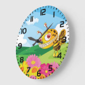 Niedliche, aber graue Monsterbiene in einer Blume Große Wanduhr (Winkel)