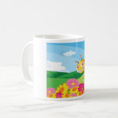 Niedliche, aber graue Monsterbiene in einer Blume Kaffeetasse (Vorderseite Links)