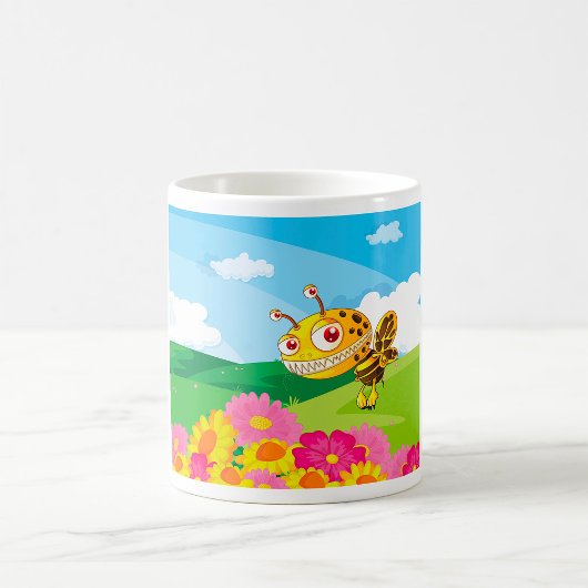 Niedliche, aber graue Monsterbiene in einer Blume Kaffeetasse