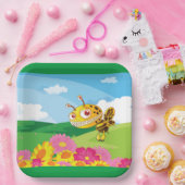 Niedliche, aber graue Monsterbiene in einer Blume Pappteller (Party)