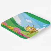 Niedliche, aber graue Monsterbiene in einer Blume Pappteller (Gewinkelt)